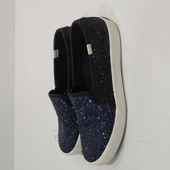 Keds x Kate Spade New York Double Decker Glitter Navy/Black Glitter Size 8 - Picture 3 of 6